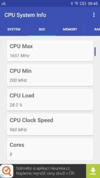 Aplikace CPU Hardware and System Info