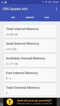 Aplikace CPU Hardware and System Info