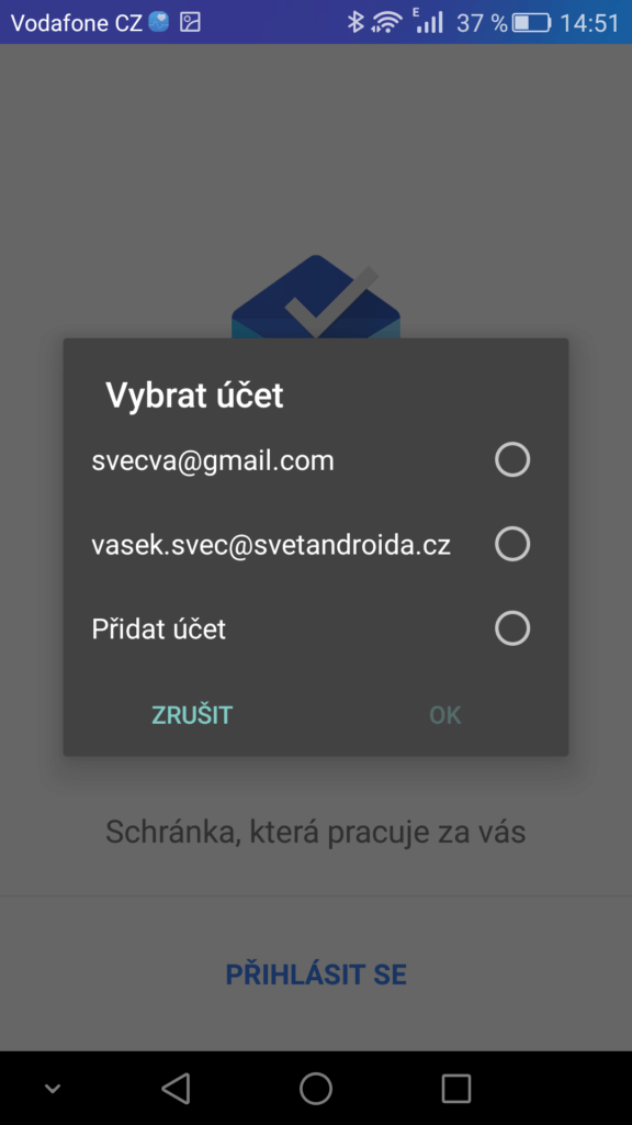 Inbox první spuštění 2