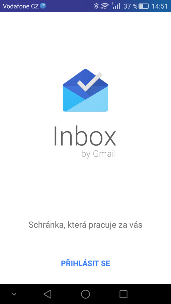 Inbox první spuštění