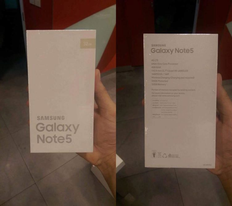 Samsung Galaxy Note 5 balení
