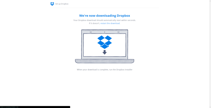 Webová stránka pro stažení Dropboxu