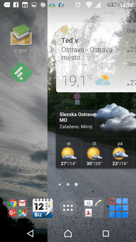 Takto vypadá přecházení mezi obrazovkami
