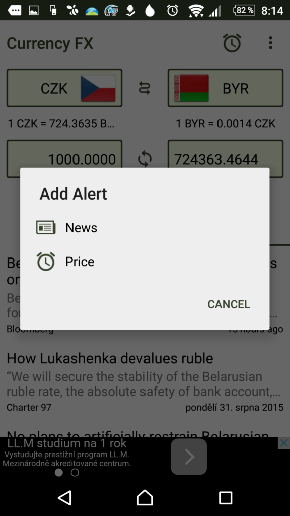 Nastavení upozornění