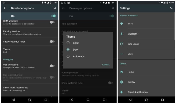Tmavé rozhraní Androidu M
