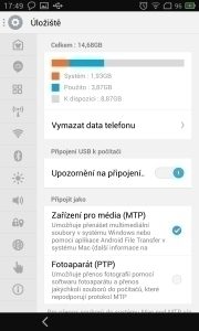 Meizu MX - obsazení vnitřní paměti