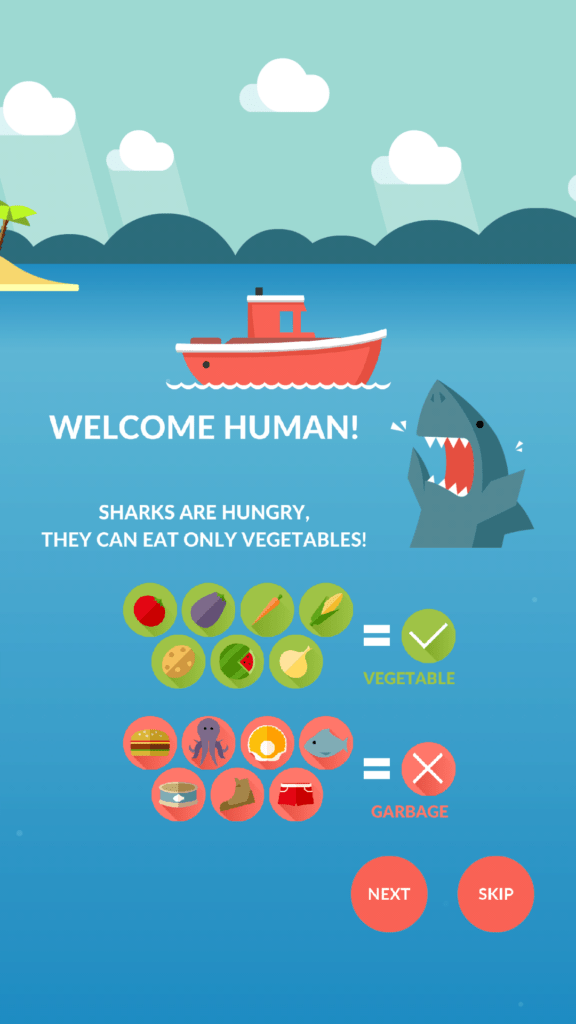 minimaliticka hra vegetables sharks