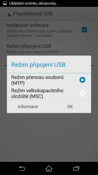 Sony Xperia Z3 -  připojení k PC