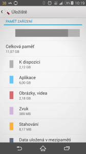 Sony Xperia Z3 - využití úložiště