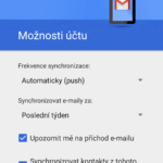 Možnosti synchronizace účtu