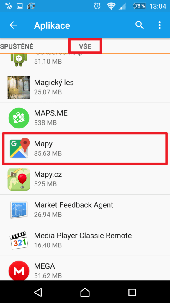 Sekce Vše - Mapy