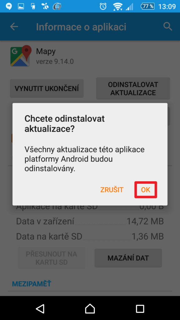 Potvrdíme tlačítkem OK