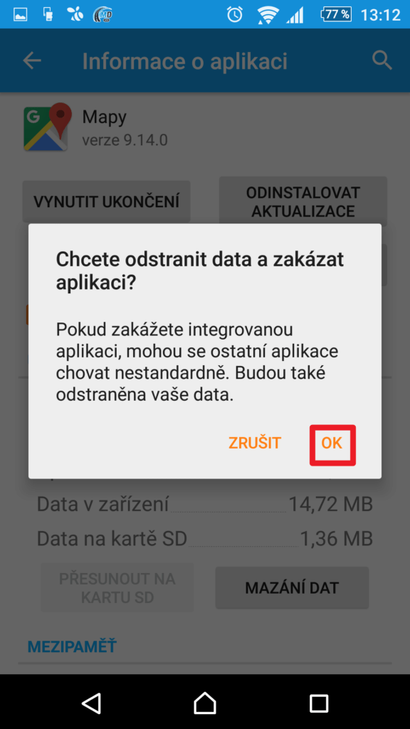 Potvrdit zakázání aplikace