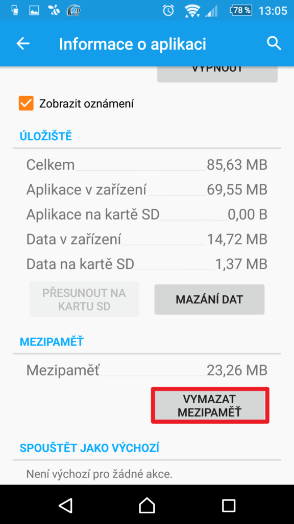 Vymazat mezipaměť
