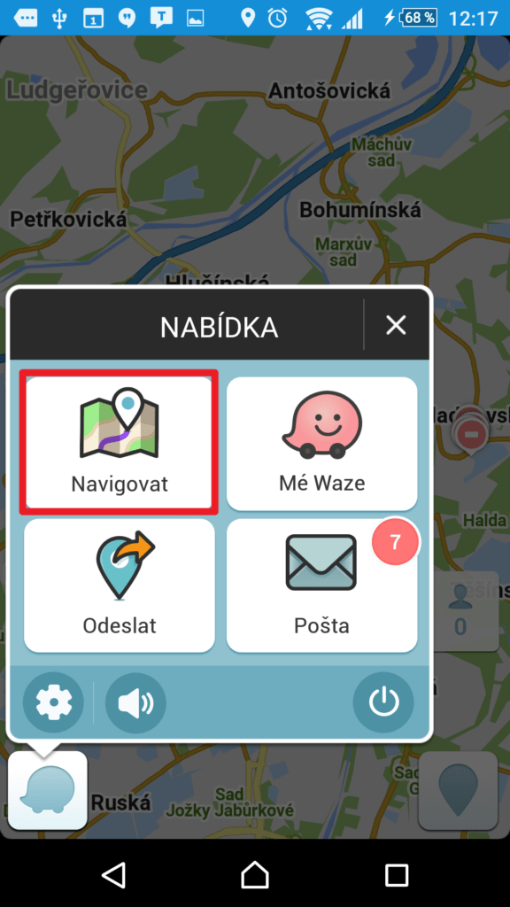 V nabídce zvolte Navigovat