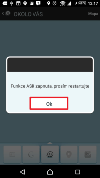 Funkce ASR zapnuta, prosím restartujte