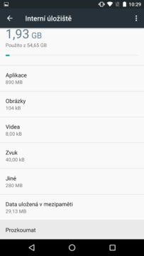 Interní úložiště - prozkoumat Android 6