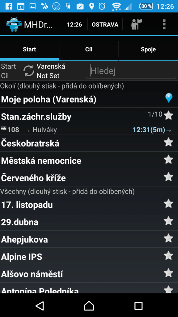 MHDroid Jízdní řády MHD
