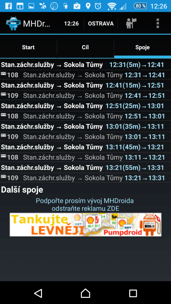 MHDroid Jízdní řády MHD