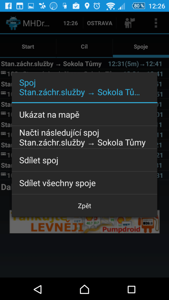 MHDroid Jízdní řády MHD