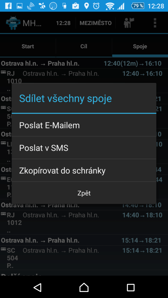 MHDroid Jízdní řády MHD