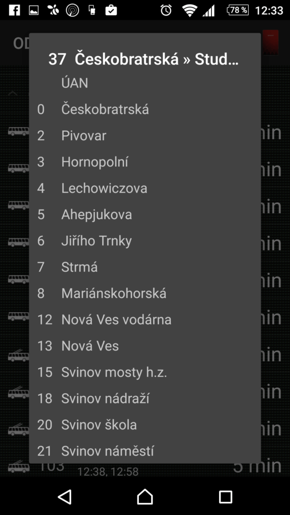 Odjezdy MHD Praha Brno Ostrava