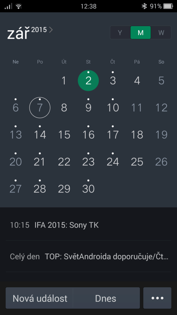 Oppo R7 kalendář