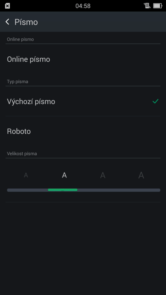 Oppo R7 písmo
