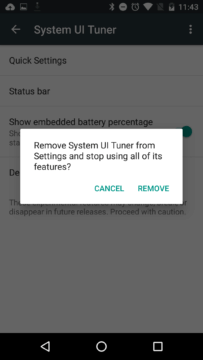 Celou sekci System UI Tuner lze vypnout