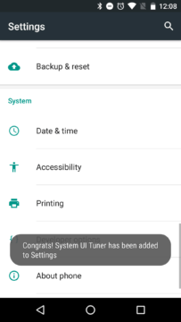 Do nastavení byla přidána položka System UI Tuner