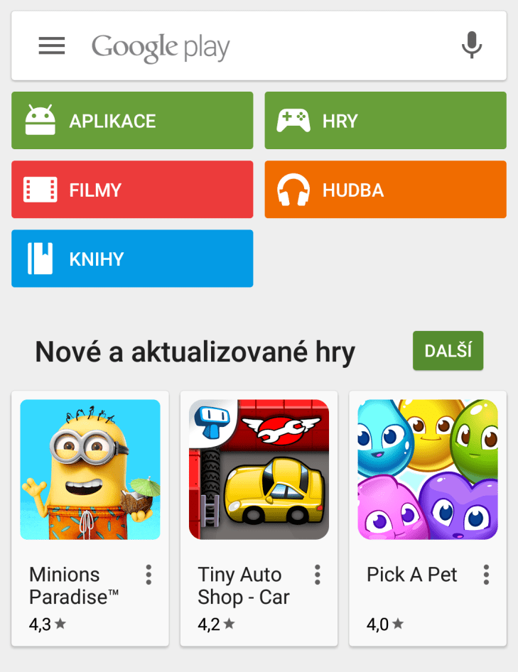 hodnocení v google play