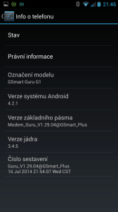 GSmart Guru G1 - systém Android 4.2