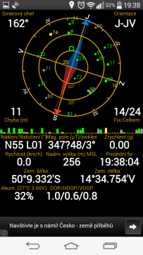 LG G3s - připojení k GPS satelitům