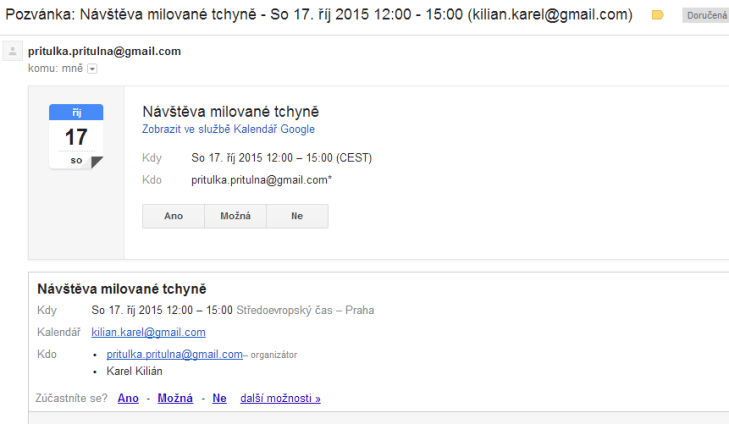 E-mail s pozvánkou