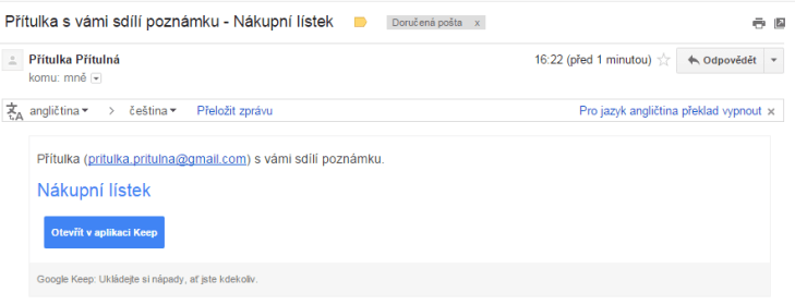 Druhé straně následně přijde e-mailem upozornění