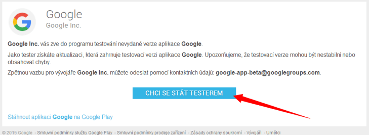 Chci se stát testerem aplikace Google