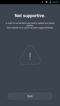 Xiaomi MiBand - požadavek na Android 4.4