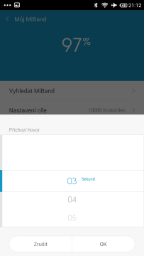 Xiaomi MiBand - příchozí hovor