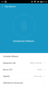 Xiaomi MiBand - vyhledávání zařízení