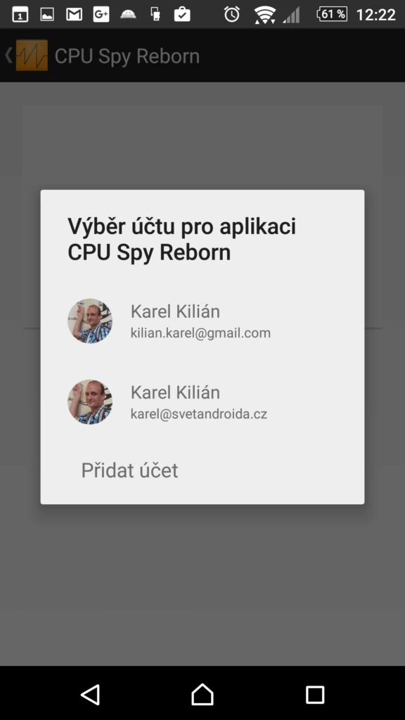 CPU Spy Reborn chce přihlášení účtem Google