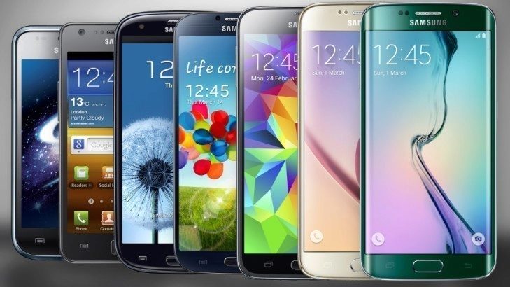 Vývoj velikostí vlajkových lodí řady Samsung Galaxy S