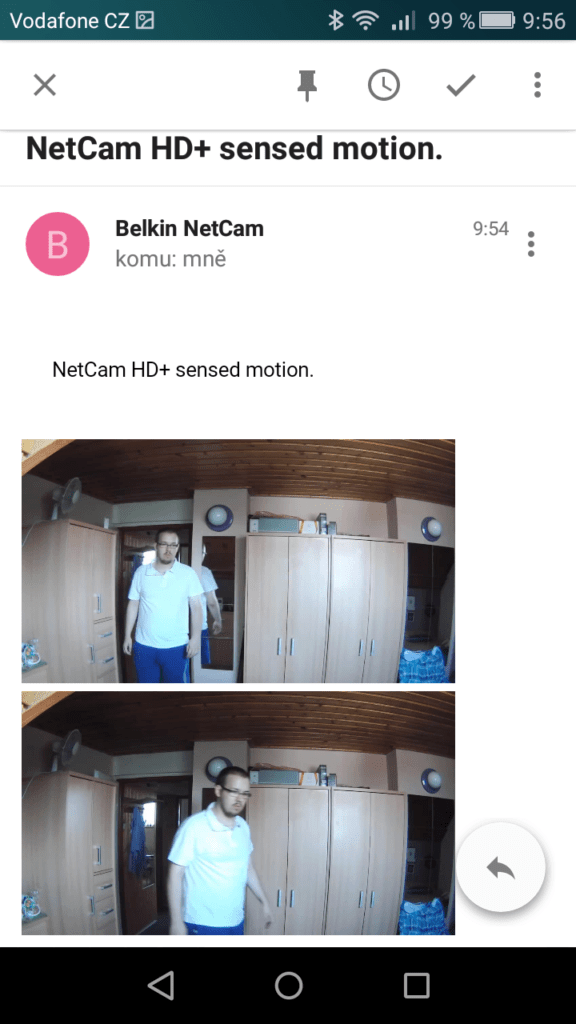 Belkin NetCam HD email notifikace