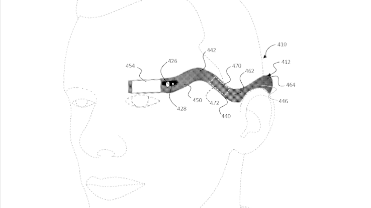 Google Glass 2 - nákres na lidské hlavě Google Glass 2 - nákres na lidské hlavě