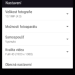 HTC One A9 – aplikace fotoaparátu, nastavení
