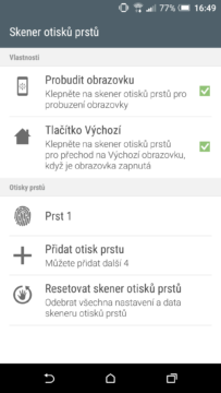 HTC One A9 - systém, čtečka otisků