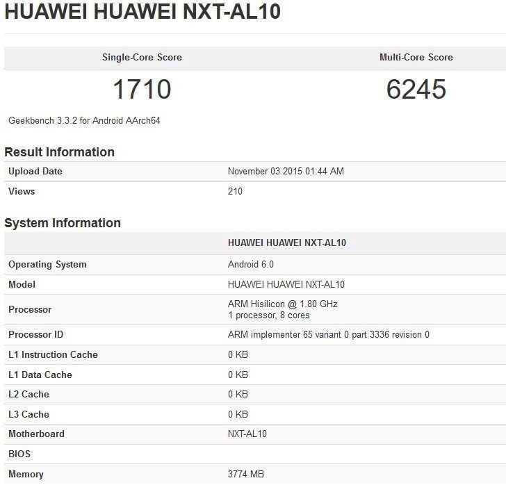 Huawei Mate 8 GeekBench
