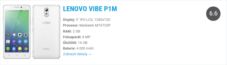 Lenovo Vibe P1m specifikace