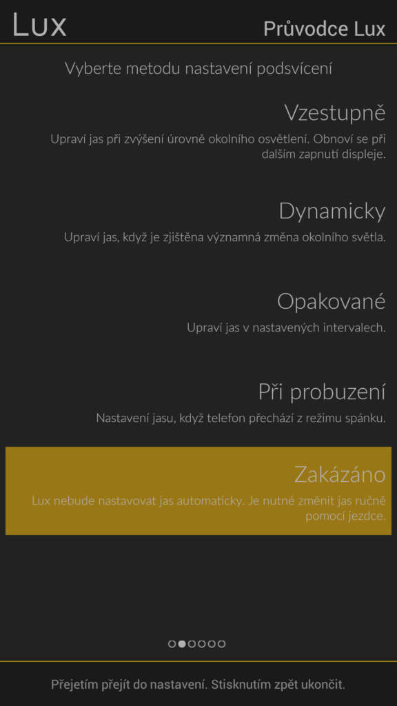 Lux nastavení 3