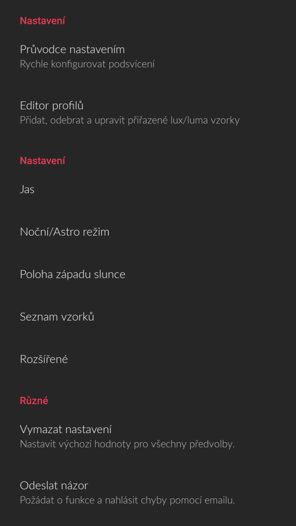Lux nastavení 8