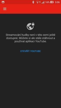 YouTube Music - nedostupné u nás